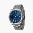 Men's Blue Dial 42mm Metal Case Watch with Folded Steel Band — view 3