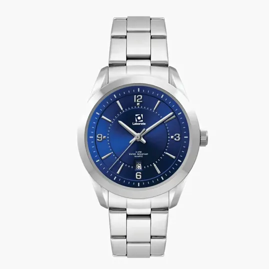Ladies Blue Dial 33mm Metal Case Watch with Folded Steel Band — view 2