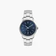 Ladies Blue Dial 33mm Metal Case Watch with Folded Steel Band