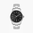 Men's Black Dial 42mm Metal Case Watch with Folded Steel Band