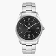 Men's Black Dial 42mm Metal Case Watch with Folded Steel Band — view 2
