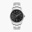 Men's Black Dial 42mm Metal Case Watch with Folded Steel Band — view 3