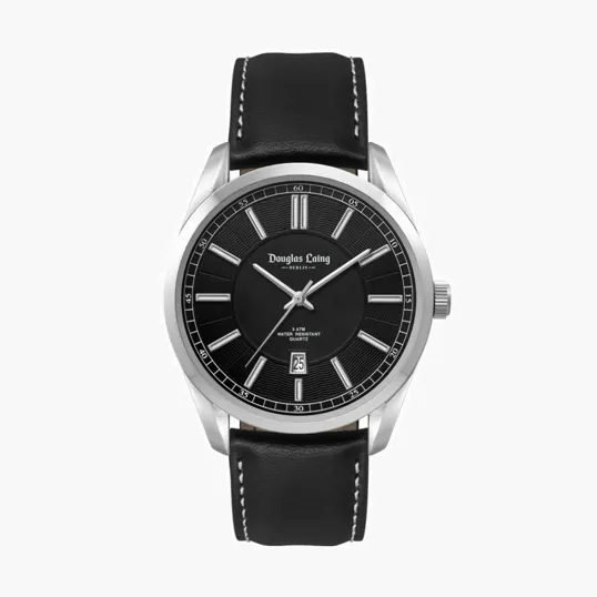 42mm Silver Metal Case Watch with 3-Hand Movement and Date Display