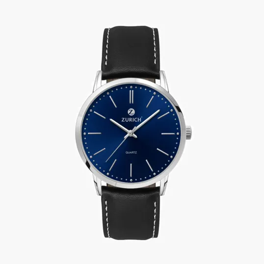 39.5mm Silver Metal Case Watch with 3-Hand Movement