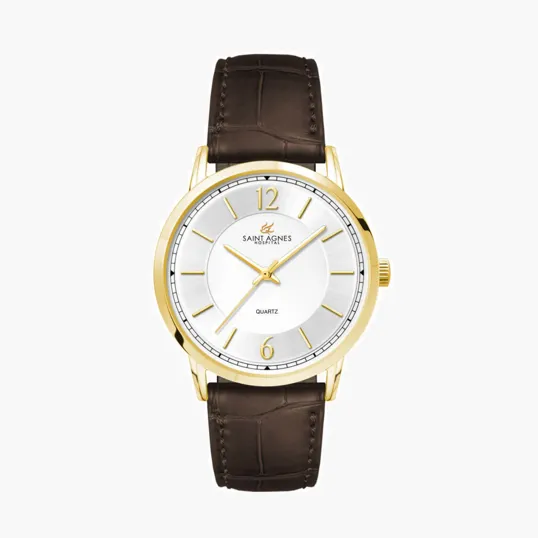 39.5mm Gold Metal Case Three-Hand Watch