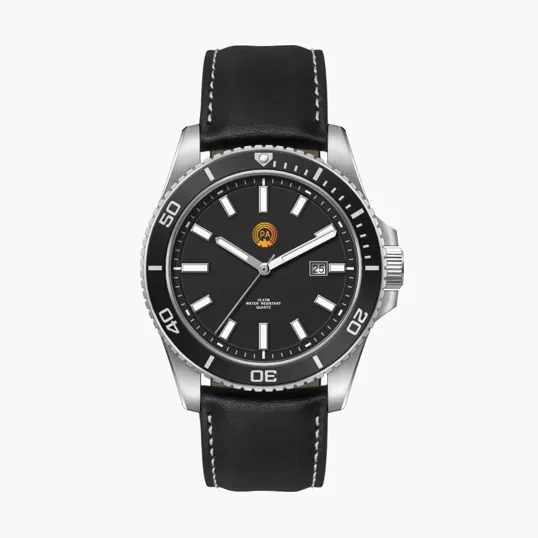 42.5mm Stainless Steel Watch with Black Bezel