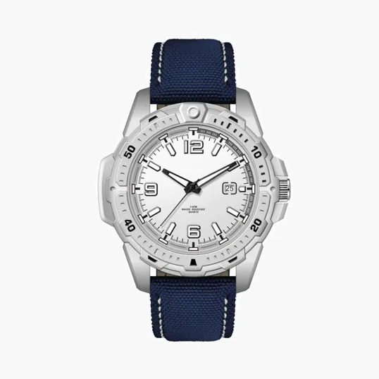 45mm Brushed Silver Metal Case Watch with Date — view 2