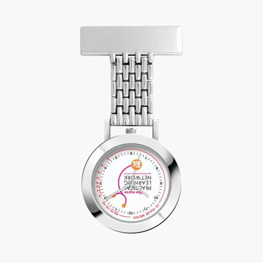 33mm Metal Silver Nurse Watch with Rectangular Clip