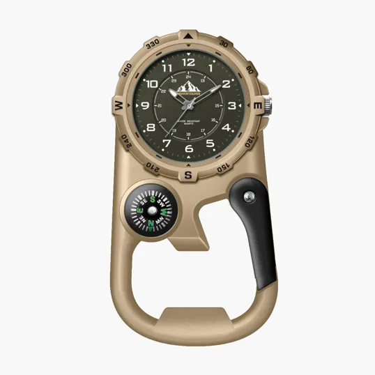 41mm Copper Pocket Watch with Compass and Carabiner