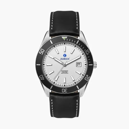 42mm Stainless Steel Automatic Watch with Black Bezel