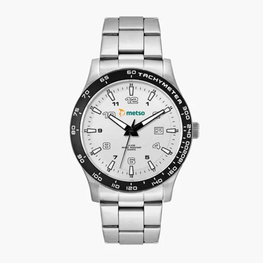 43.5mm Steel Matte Silver Watch with Date Display