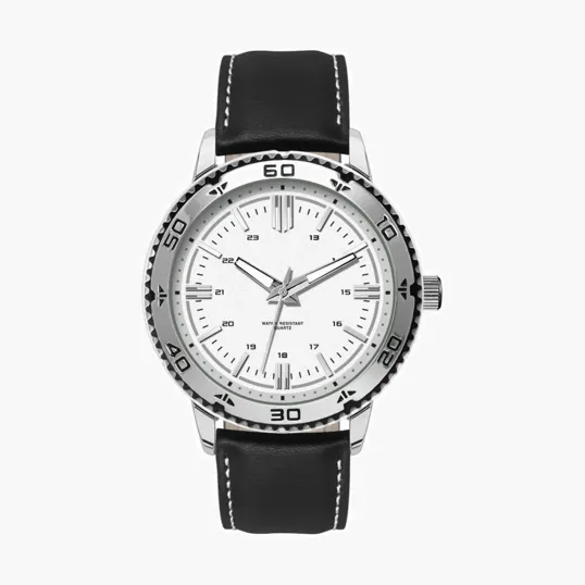 46mm Brushed Silver Metal Case Watch with 3-Hand Movement