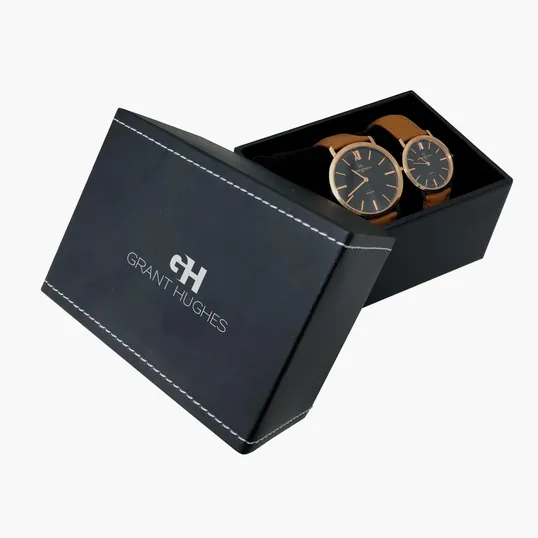 Black Leatherette 2-Piece Gift Box — view 2