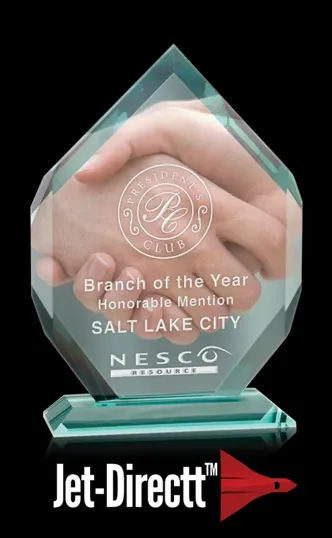 Medium Mallory Jade Crystal Award — view 2