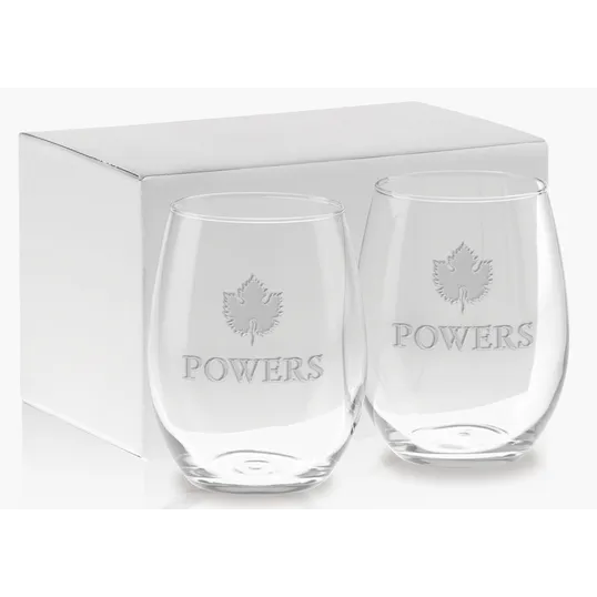 Etched Stemless White Wine Gift Set, 21 oz.