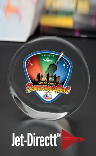 Standing Disk Paperweight, Lead-Free Crystal — view 2