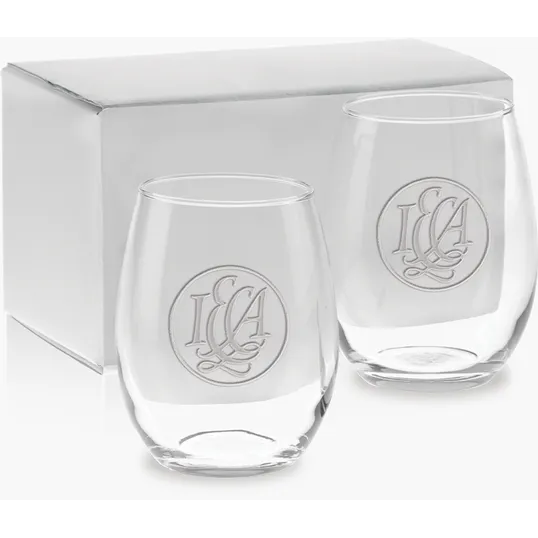 Etched Stemless White Wine Gift Set, 15 oz.