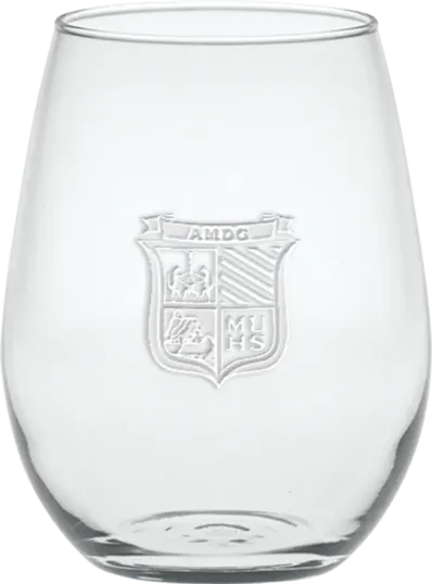 5 oz. Stemless White Wine Glass, Deep Etched