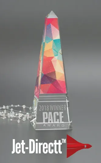 Small Grooved Obelisk in Optical Crystal — view 2