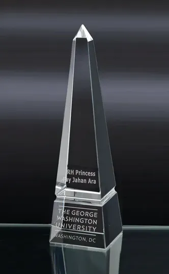 Large Grooved Obelisk in Optical Crystal