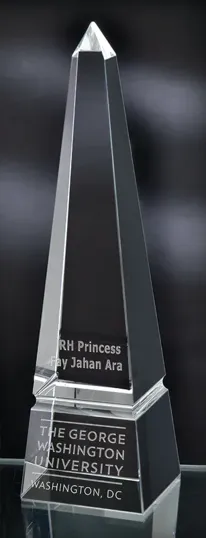 Large Grooved Obelisk in Optical Crystal — view 3