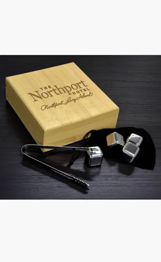 Whiskey Stone Set with Bamboo Box