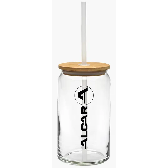 16 oz. Soda Can Glass with Bamboo Lid