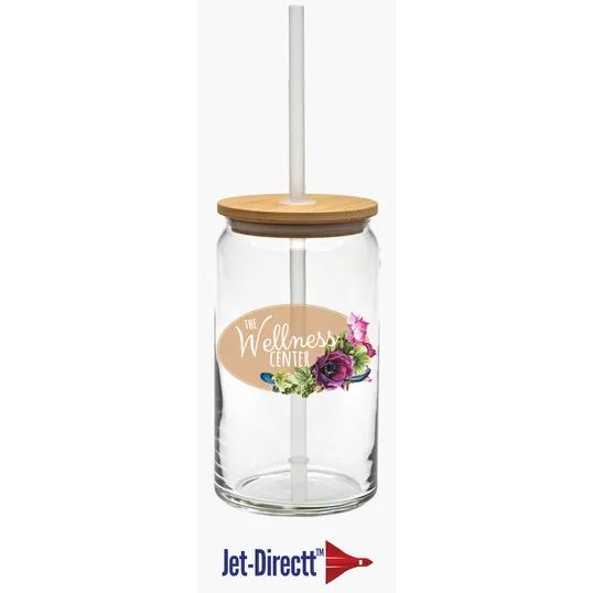 16 oz. Soda Can Glass with Bamboo Lid — view 2