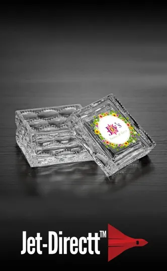 Tresor Box Deep Etched Crystal Paperweight — view 2