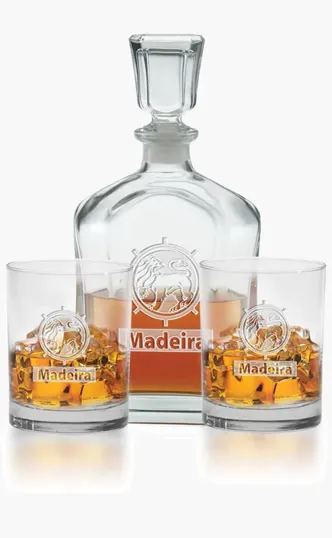 3-Piece Decanter Set with Deep Etch
