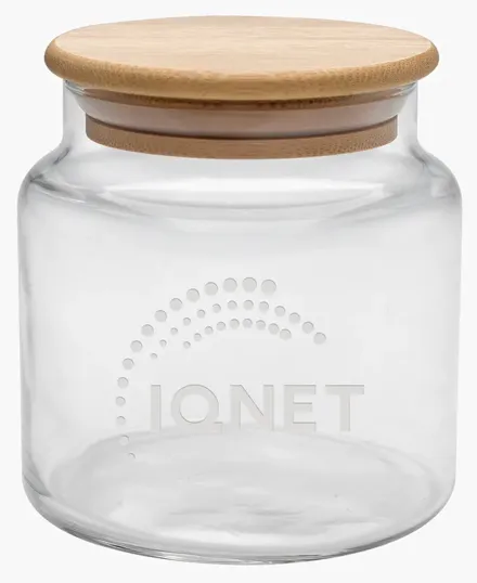 Etched Apothecary Jar with Bamboo Lid, 16 oz.