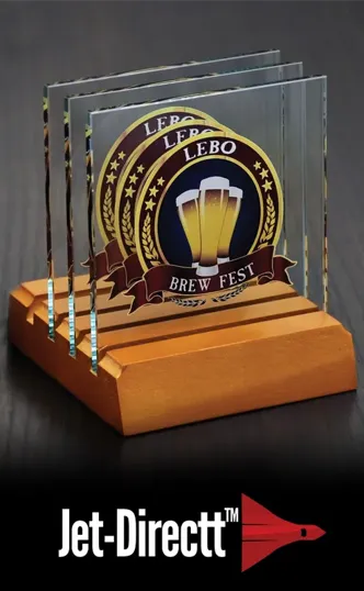 Glass Coaster Set with Wood Sliced Base — view 2