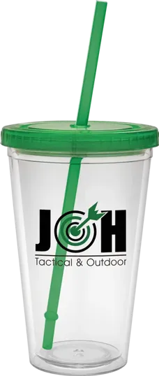 Classic Carnival Cup, 16 oz. Double Wall with Color Lid and Straw — view 5