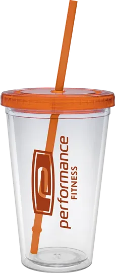 Classic Carnival Cup, 16 oz. Double Wall with Color Lid and Straw — view 8
