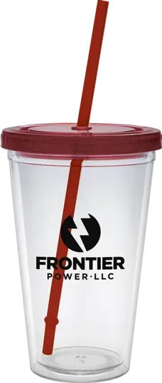 Classic Carnival Cup, 16 oz. Double Wall with Color Lid and Straw — view 9