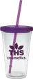 Classic Carnival Cup, 16 oz. Double Wall with Color Lid and Straw