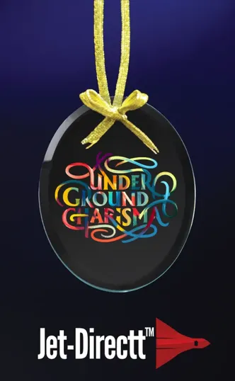 Oval Etched Crystal Ornament — view 2