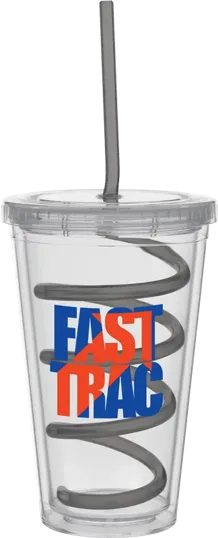Carnival Cup with Color Curly Straw and Clear Lid, 16 oz — view 2