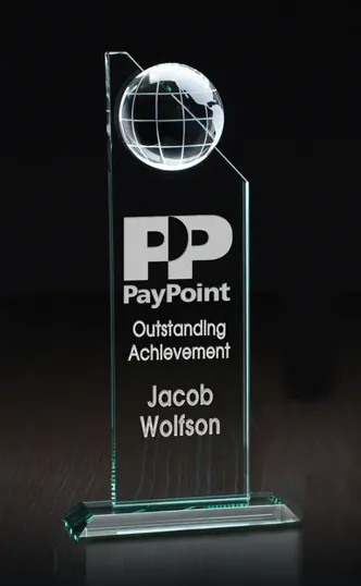 Large World Tower Jade Crystal Award