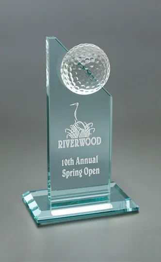 Medium Golf Tower Jade Crystal Award