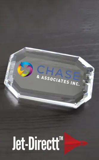 Faceted Rectangle Optical Crystal Paperweight — view 2