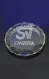 Faceted Circle Optical Crystal Paperweight