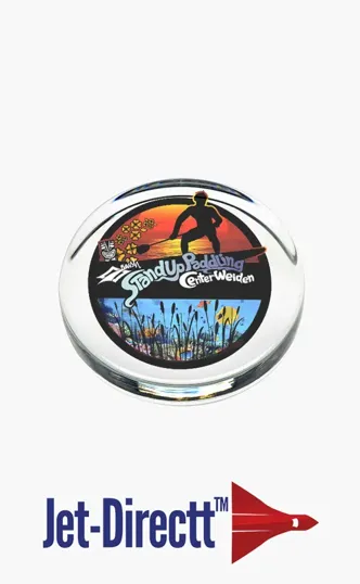 Flat Round Glass Paperweight — view 2
