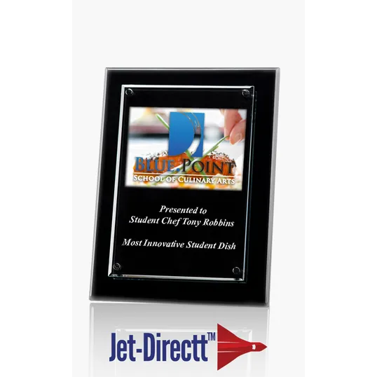 Medium Oglebay Glass Award with Black Piano Wood Base — view 2