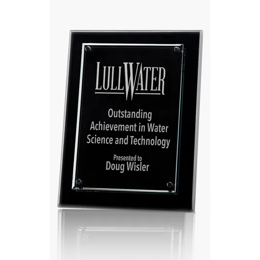 Large Oglebay Glass Award with Piano Wood Base