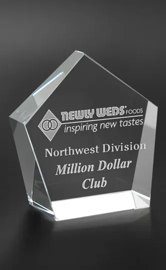 Large Standing Pentagon Optical Crystal Award