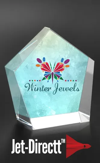 Large Standing Pentagon Optical Crystal Award — view 2