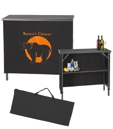 Portable Folding Bar with Drop-Down Shelf and Polyester Skirt — view 5