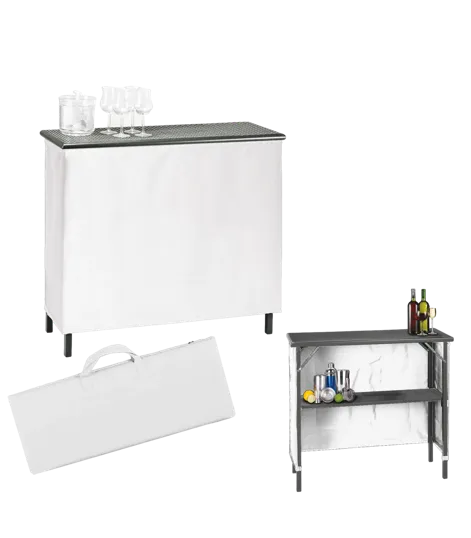 Portable Folding Bar with Drop-Down Shelf and Polyester Skirt — view 4