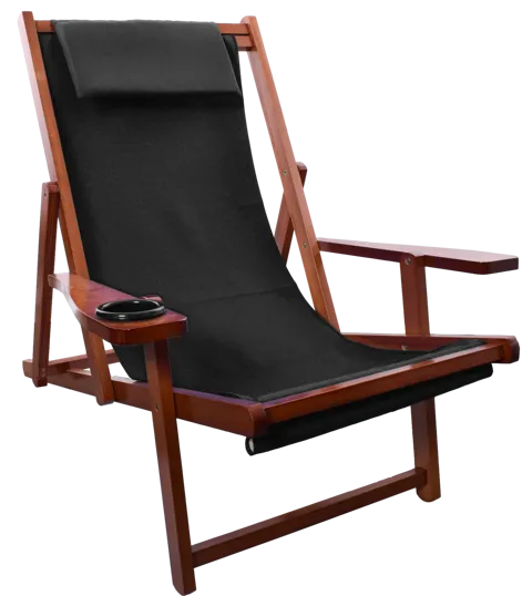Wood Sling Chair with Cup Holder